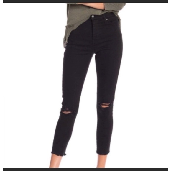 Levi's Wedgie Skinny Denim Button Fly Distressed Raw Hem Jeans Black Size 29 - Picture 10 of 10